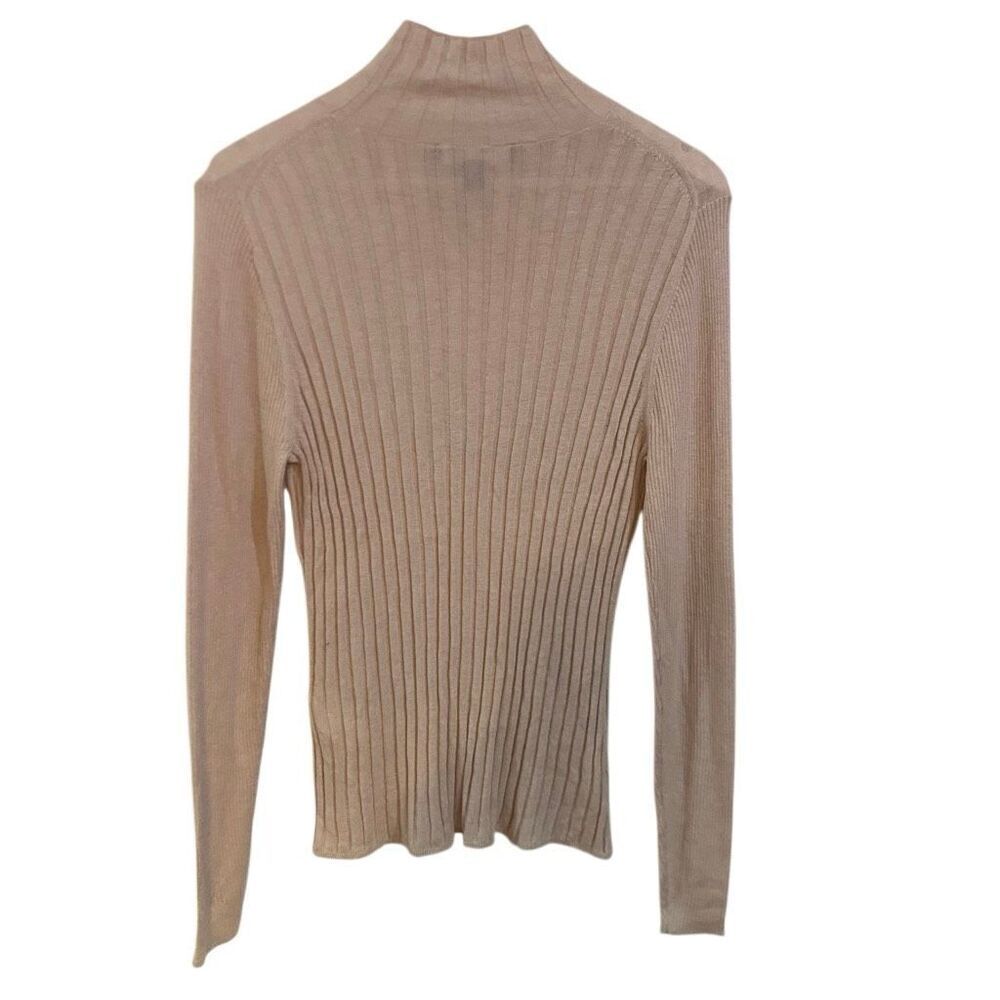 WHBM NWT ribbed mock neck cashmere blend long sleeve color Heather rose smoke XL - Picture 2 of 7